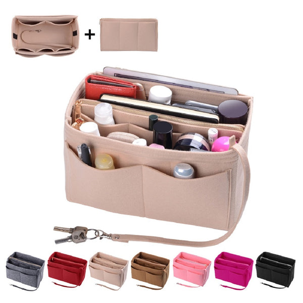 Portable Purse Organizer Storage Insert Bag Shaper Felt Women's Tote  Cosmetic Up Inner Pouch Lining Fit For LVV LOOP In Bag - AliExpress