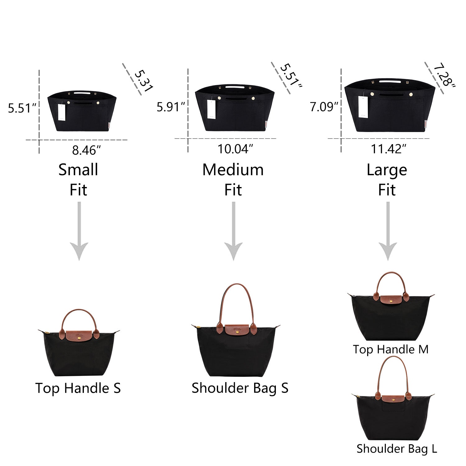 ZTUJO Purse Organizer Insert for le pliage, Compatible with