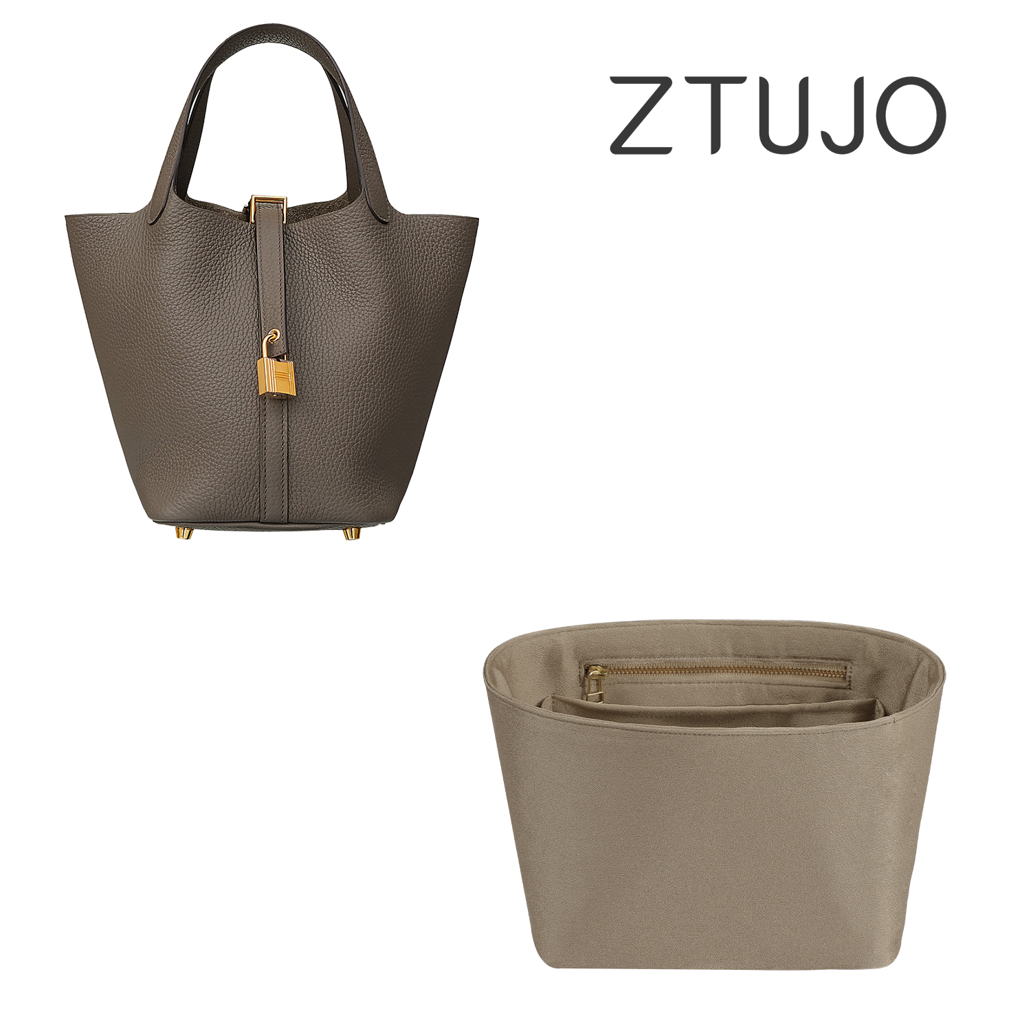 Organizer Per Borsa Picotin Hermès - In Seta, Mantiene La Forma, Tasca Interna (Rouge H, PC18) - Foto 5