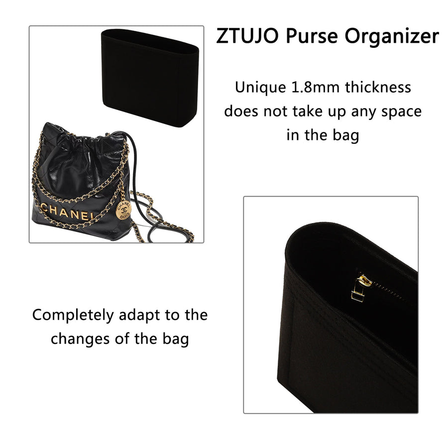  Lckaey Purse Organizer Insert for chanel 22 bag organizer  insert reissue handbag with Side Zipper Pocket 2001black- M : Clothing,  Shoes & Jewelry