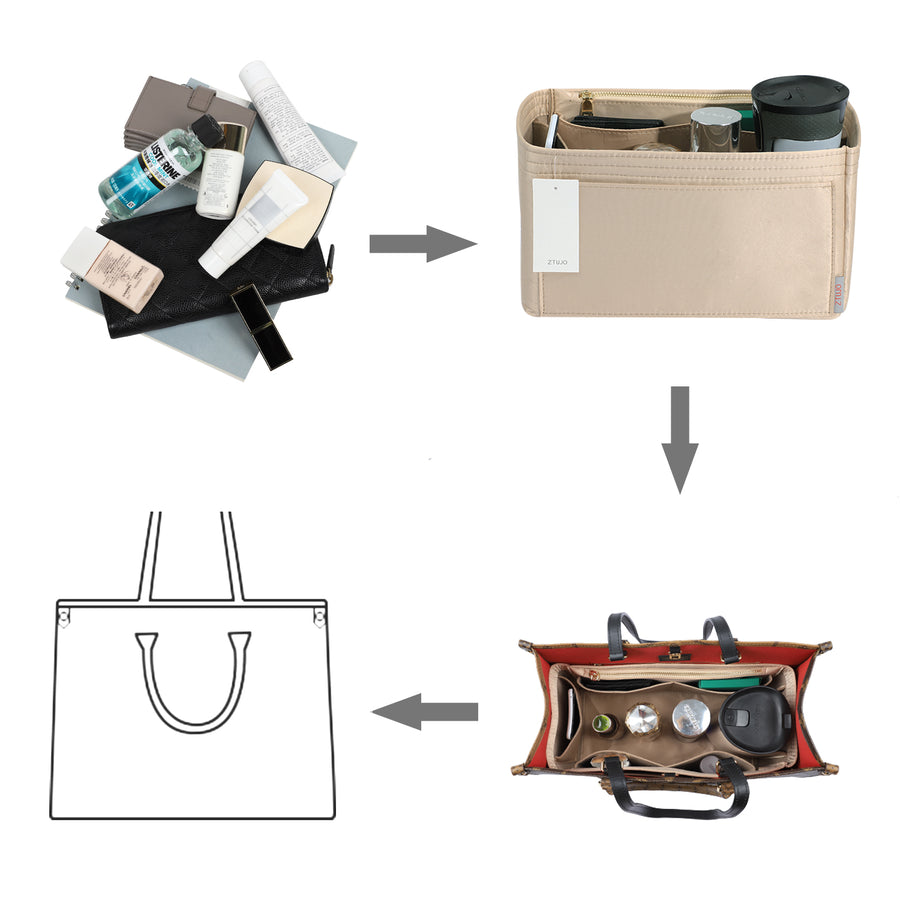 ZTUJO Purse Organizer, Multi-Pocket Felt Handbag Organizer, Purse Organizer  Insert with Handles, Medium, Large, X-Large