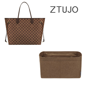 DGAZ Purse Organizer Insert Fits LV Neverfull Mini/PM/MM/GM Bags，Silk Bag  Organizer，Luxury Handbag & Tote Shaper（MM, Craie）