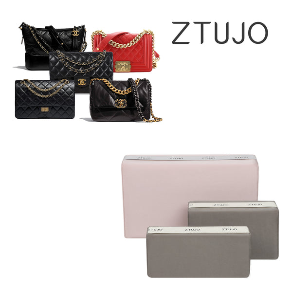 ZTUJO Purse Organzier Bag Organizer with Metal Zipper (Medium Beige)