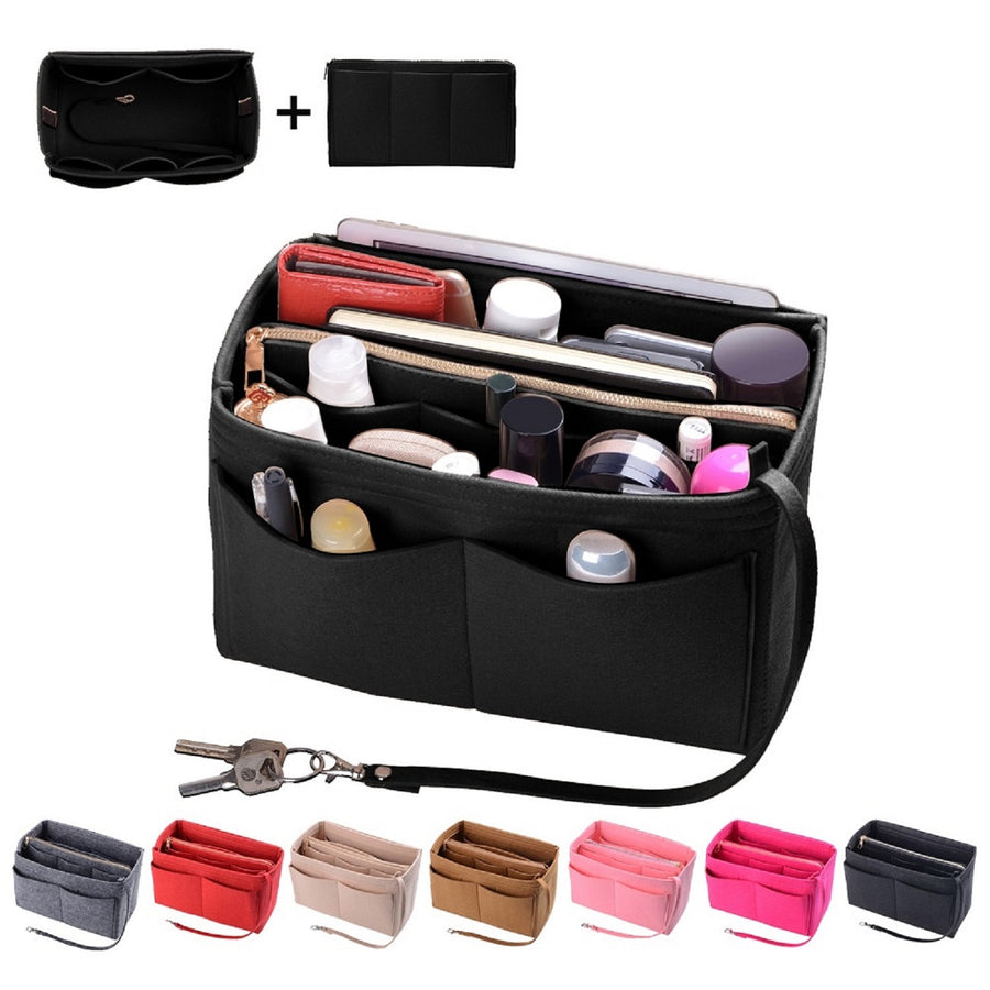St Louis PM Organizer] Felt Purse Insert with Middle Zip Pouch, Custo