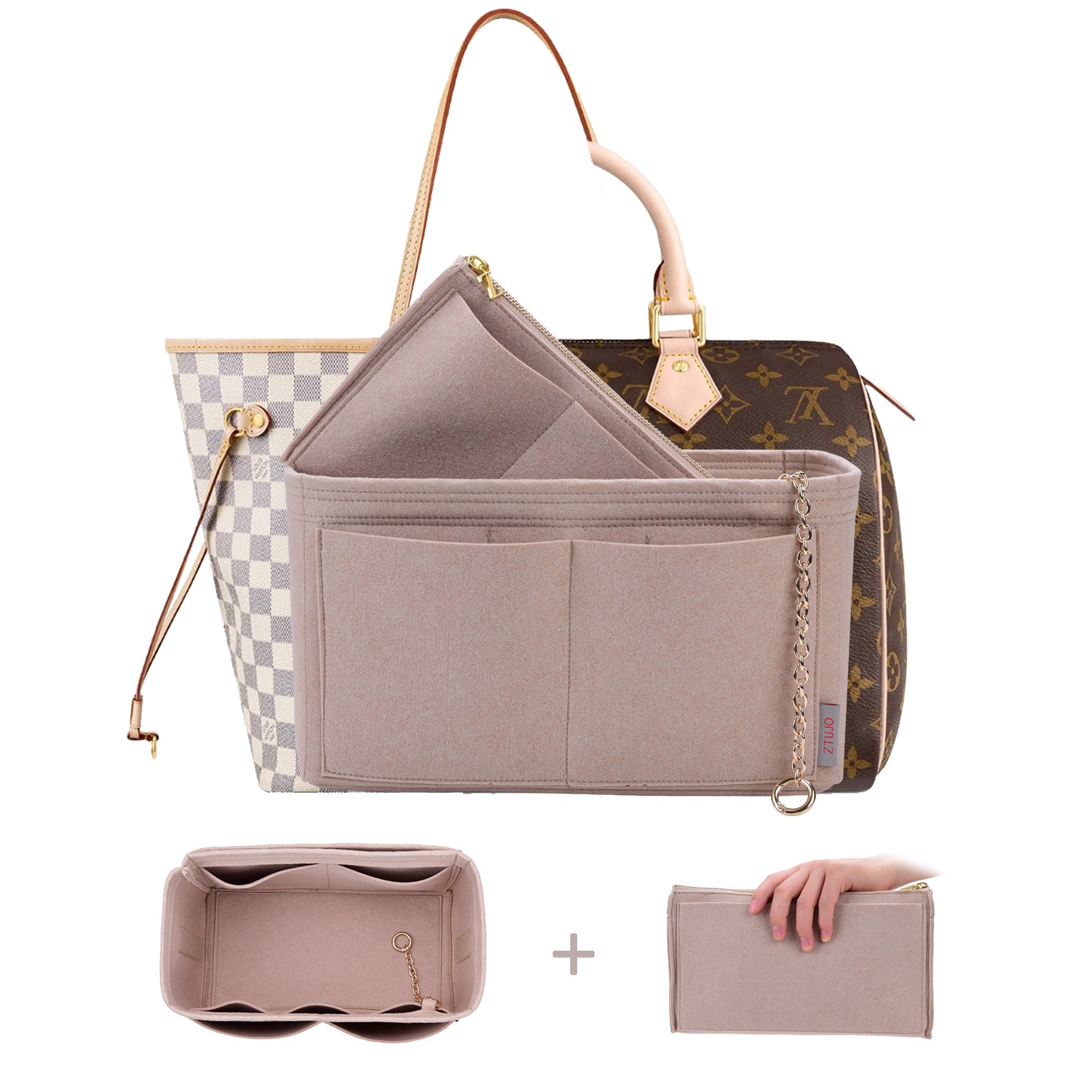 Louis Vuitton NOÉ Organizer Insert, Classic Model Bag Organizer With Exterior Pockets