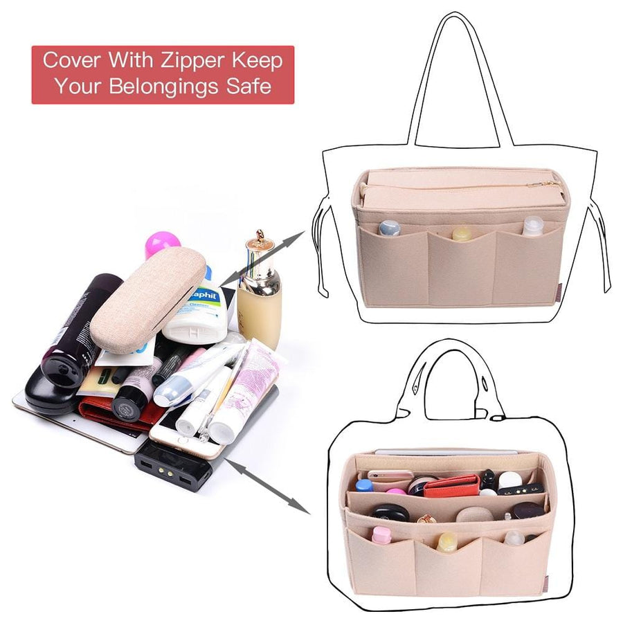 Purse Organizer Insert, Felt Bag organizer with zipper, Handbag