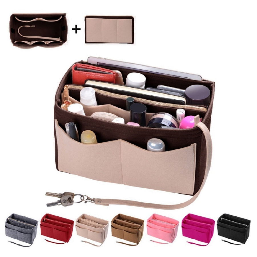 Multi Pocket Felt Bag Organizer Insert Purse Organizer for Tote & Purse