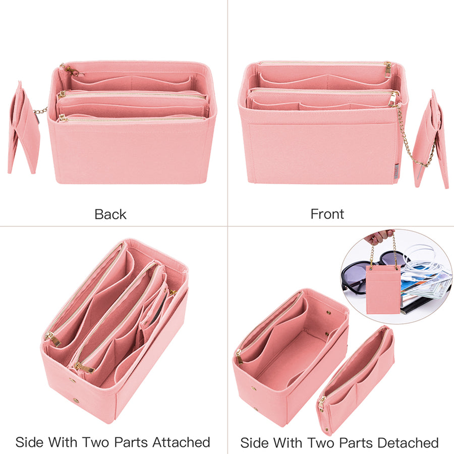V-zip Style Felt Bag Organizer in blush pink for Neverfull MM and