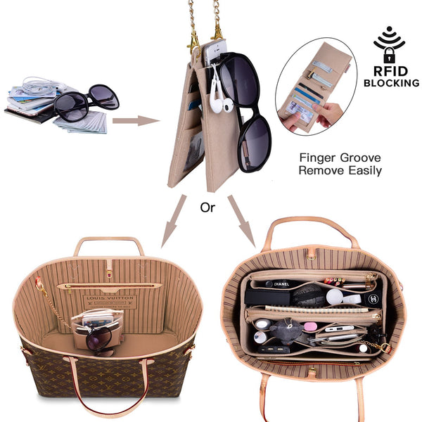 Purse Organizer With 2 Metal Zipper, Bag Organizer With RFID