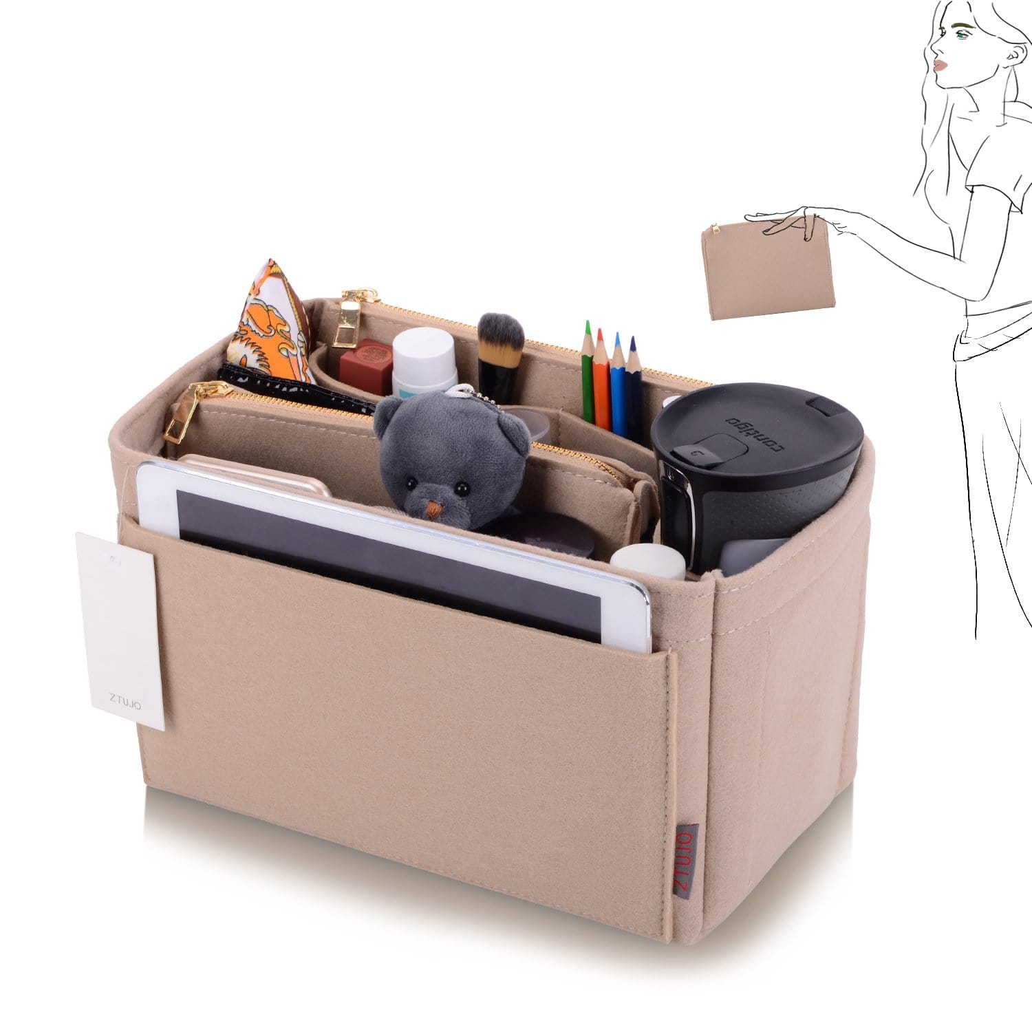 Jet Set Tote Top-zip Bag Organizer / Jet Set Tote Insert / Handbag Storage / Purse Liner Pocket Laptop iPad Base Shaper Protector Jet Set Tote Top-zip Bag Organizer / Jet Set Tote Insert / Handbag Storage / Purse Liner Pocket Laptop iPad Base Shaper Protector